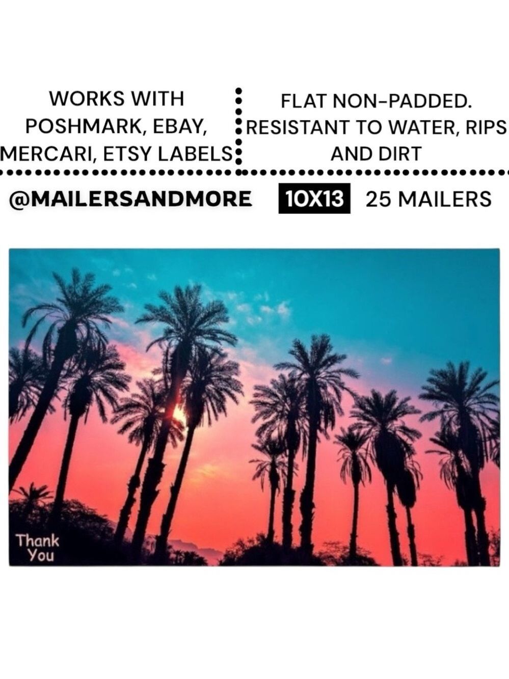 25 10X13 Poly Mailers Twilight Palms Shipping Envelopes PRICE IS FIRM - Picture 1 of 9